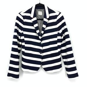 Gap The Academy Blazer Jacket Womens Size 8 Navy Blue White Striped Knit